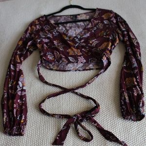 Flowered Wrap Crop Top